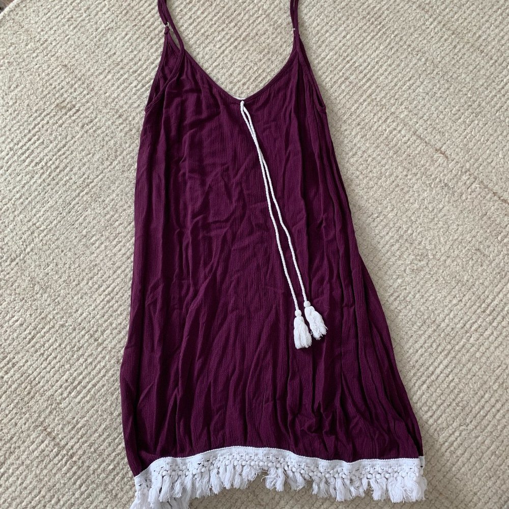 Summery Maroon Tassel Dress